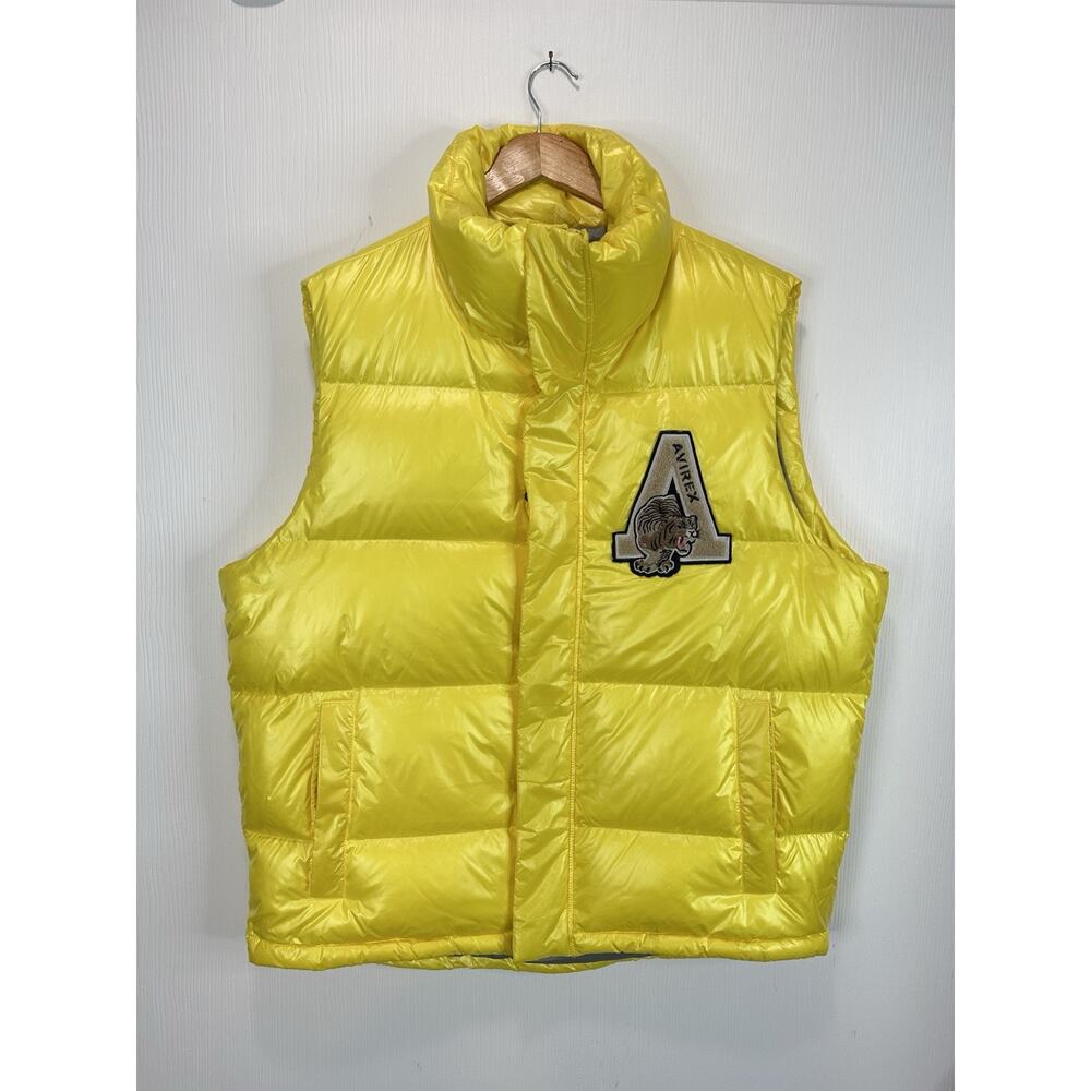 AVIREX Puffer Vest FliGHT Mens XXL GOLDEN Quilted Work Fashion Zip snow camp
